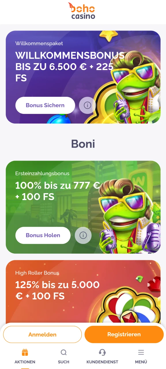 Genießen Sie die Bonusangebote im Boho Casino.