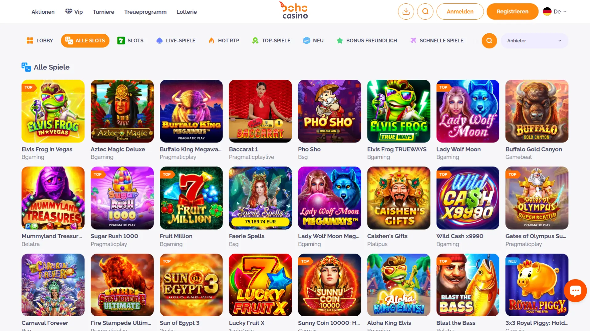 Wähle einen Spielautomaten aus, den du im Boho Casino spielen möchtest.