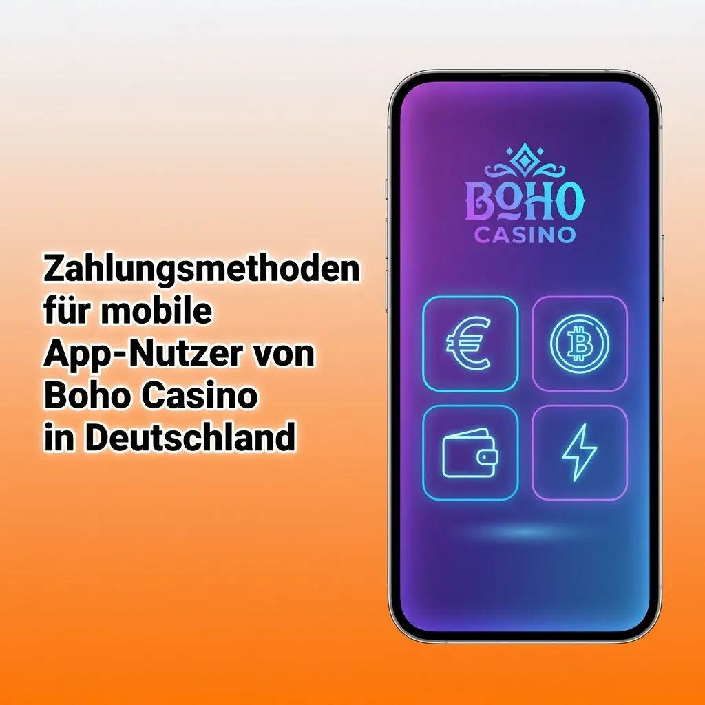 Boho Casino mobile app payment methods including credit cards, e-wallets, and cryptocurrencies for German users