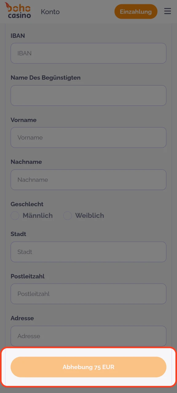 Bestätigen Sie Ihre Auszahlung bei Boho Casino und warten Sie, bis sie bearbeitet wurde.